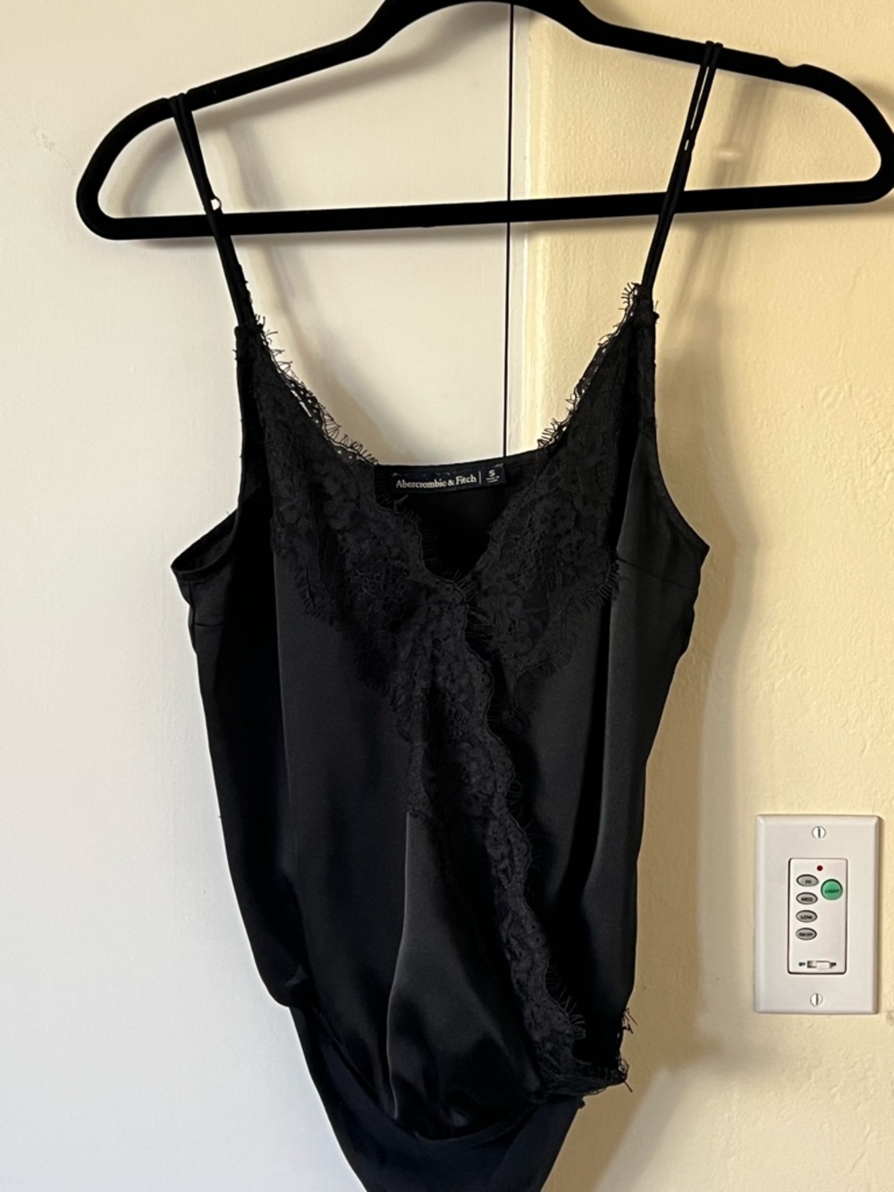 Abercrombie & Fitch Black Lace-Trim Silk Slip Top